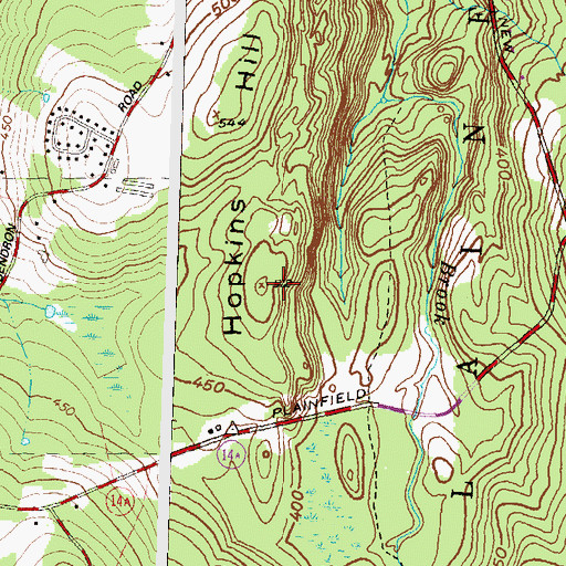 Topographic Map of Hopkins Hill, CT