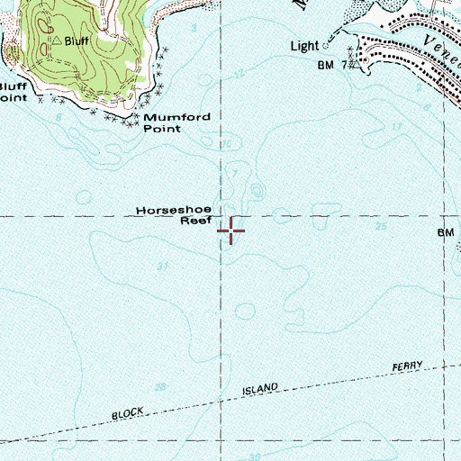 Topographic Map of Horseshoe Reef, CT