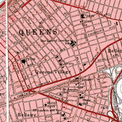 Topographic Map of Queens Baptist Church, NY