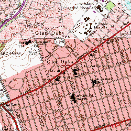 Topographic Map of Glen Oaks Station Floral Park Post Office, NY