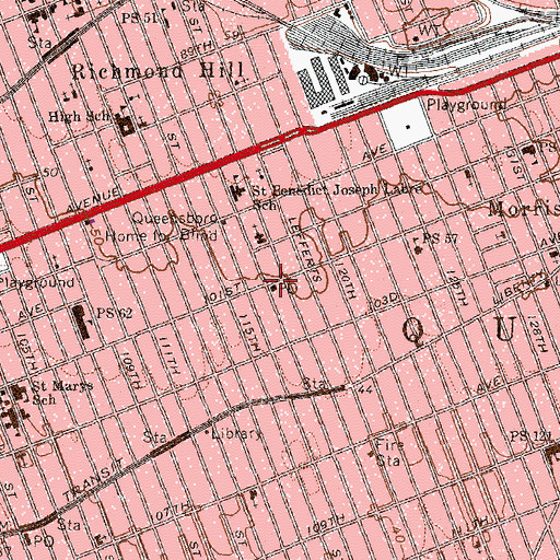 Topographic Map of South Richmond Hill Station Jamaica Post Office, NY