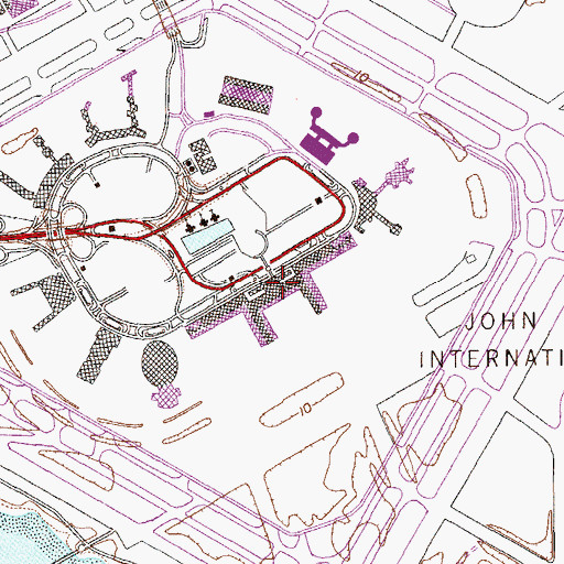 Topographic Map of International Arrivals Building, NY