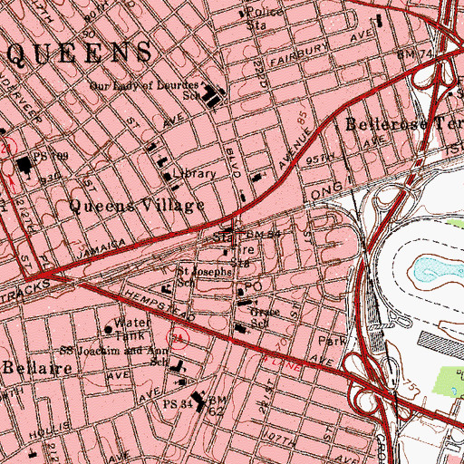 Topographic Map of Queens Village Station, NY
