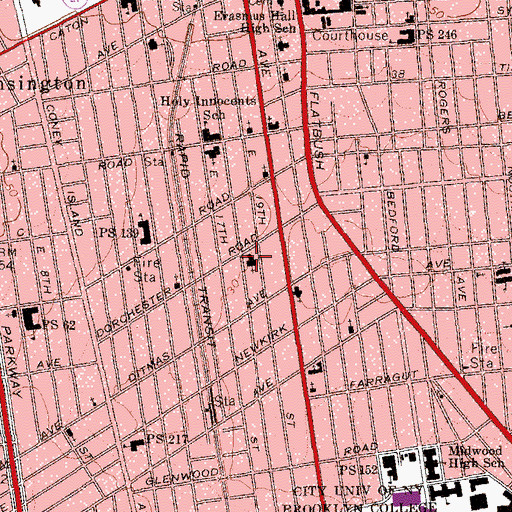 Topographic Map of Flatbush-Tompkins Congregational Church, NY