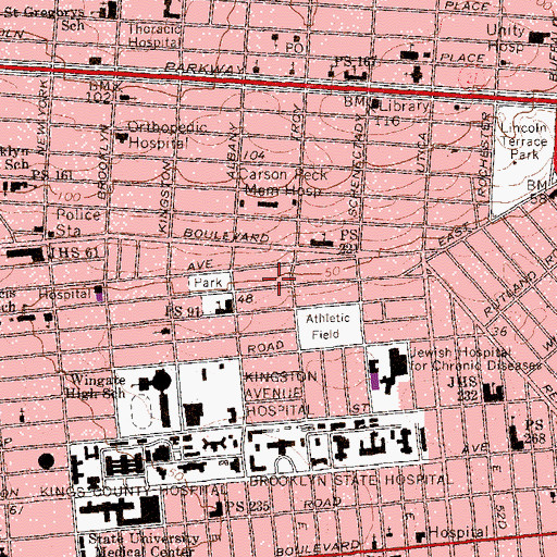 Topographic Map of Bnos Menachem, NY