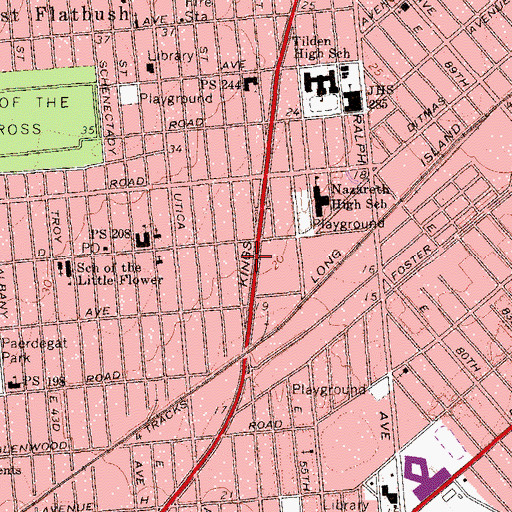 Topographic Map of Ebenezer Preparatory School, NY