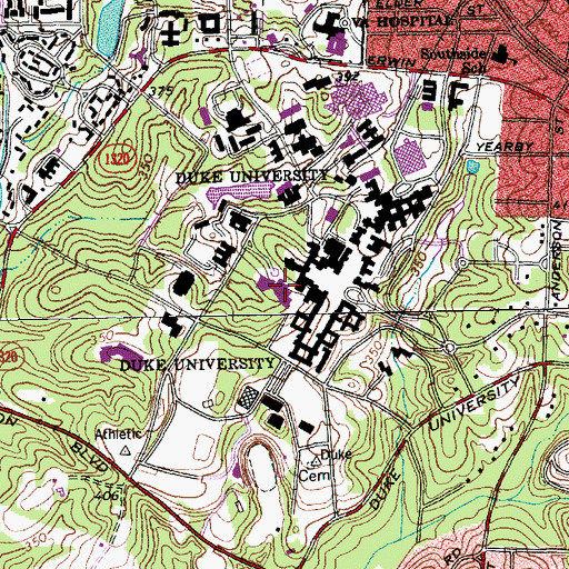 Topographic Map of Joseph M and Kathleen Price Bryan University Center, NC