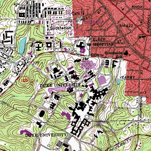 Topographic Map of Nanaline H Duke Building, NC