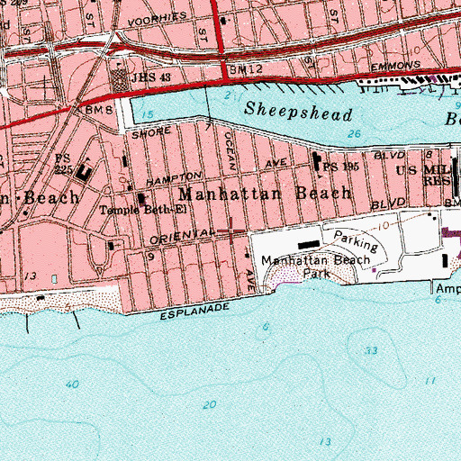 Topographic Map of Happyland Manhattan Beach Day School, NY