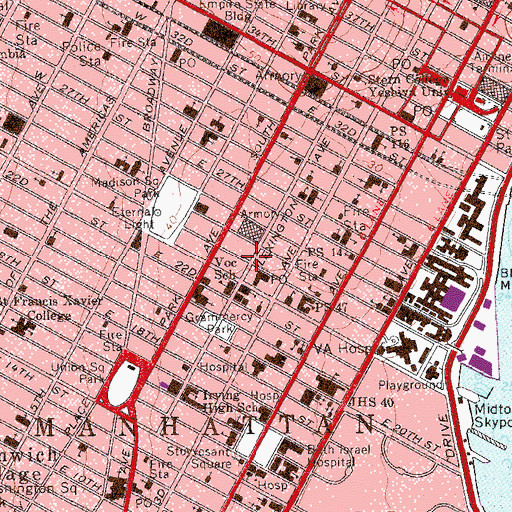 Topographic Map of Baruch College Academic Complex, NY