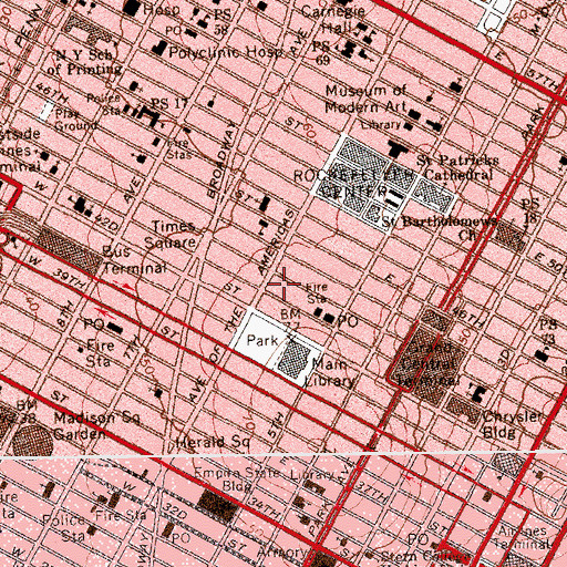 Topographic Map of Association of the Bar of the City of New York, NY