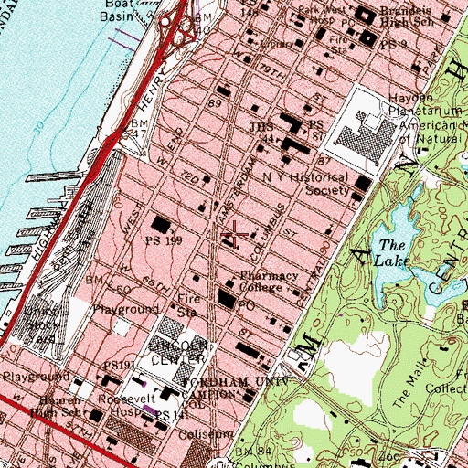 Topographic Map of Blessed Sacrament Roman Catholic Church, NY