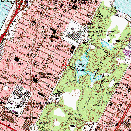 Topographic Map of Dakota Apartments, NY