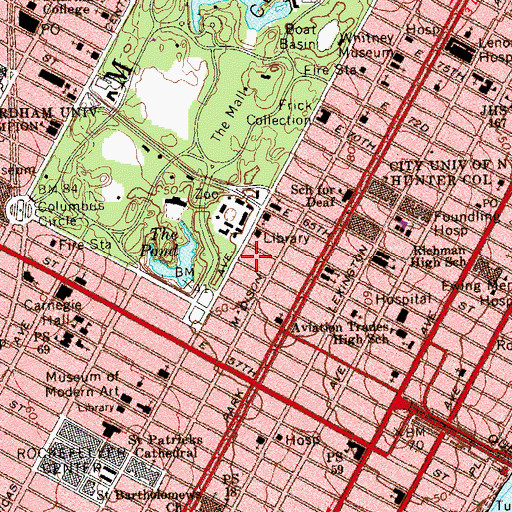 Topographic Map of Fifth Avenue Synagogue, NY