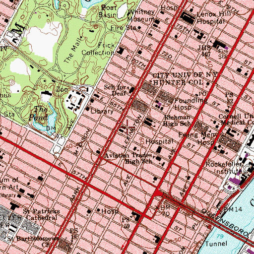 Topographic Map of Central Presbyterian Church, NY