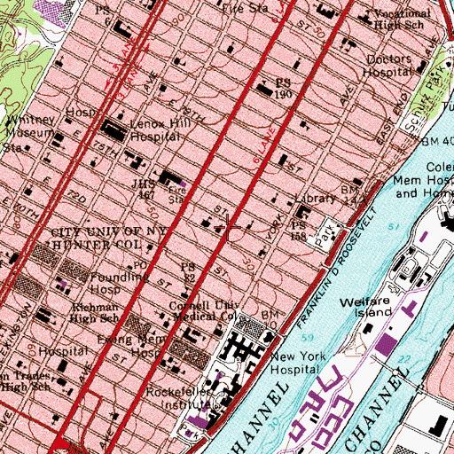Topographic Map of Memorial Sloane - Kettering International Center, NY