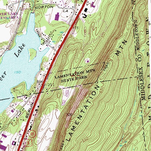 Topographic Map of Lamentation Mountain State Park, CT