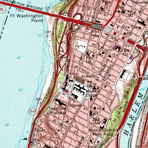 Topographic Map of Julius and Armand Hammer Health Sciences Center, NY