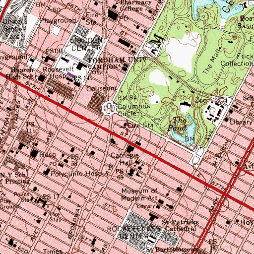 Topographic Map of Landmark High School, NY
