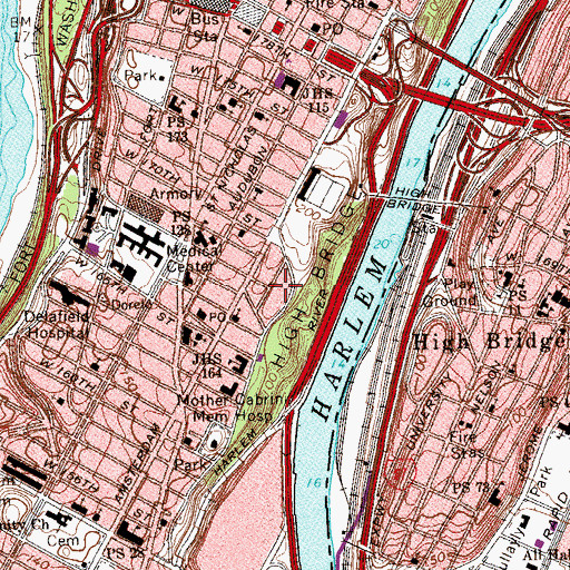 Topographic Map of Intermediate School 90, NY