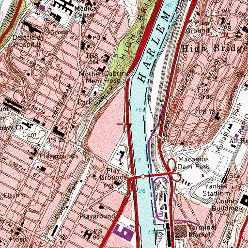 Topographic Map of Public School 46, NY