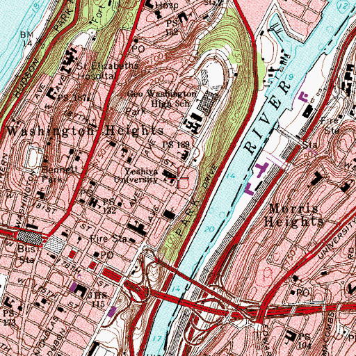 Topographic Map of Yeshiva University High School, NY