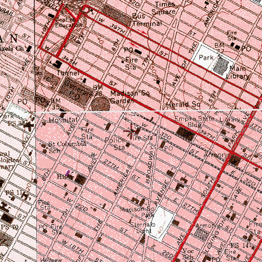 Topographic Map of Fire Department New York Engine 1 Ladder 24, NY
