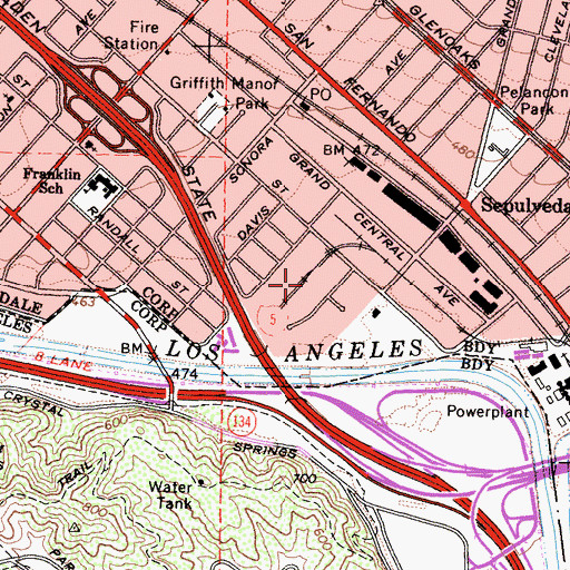 Topographic Map of Grand Central Industrial Centre, CA
