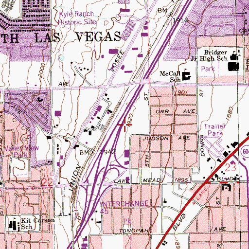 Topographic Map of Reynaldo L Martinez Elementary School, NV