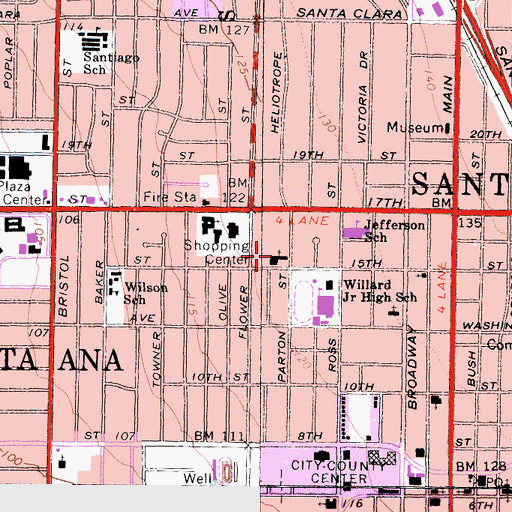 Topographic Map of Saint Peter Lutheran Church, CA