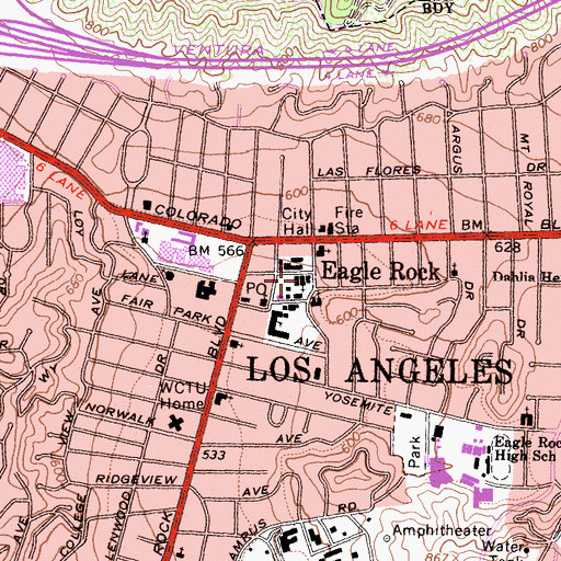 Topographic Map of Saint Dominic's Church, CA