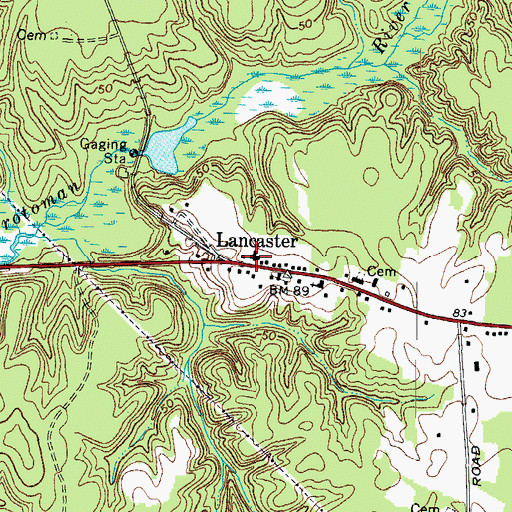 Topographic Map of Lancaster County Sheriff's Office, VA