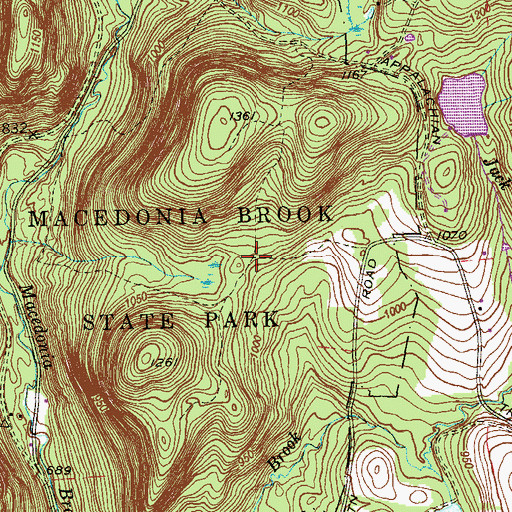 Topographic Map of Macedonia Brook State Park, CT