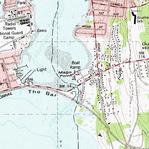 Topographic Map of Mago Point, CT