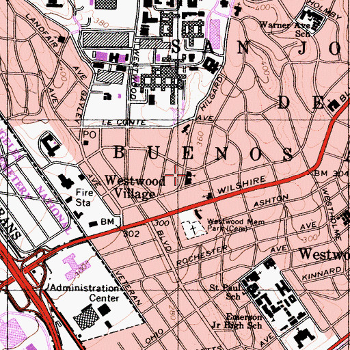 Topographic Map of Twentyeighth Church of Christ Scientist, CA