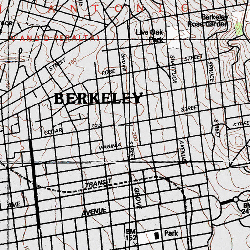 Topographic Map of Berkeley Unitarian Church, CA