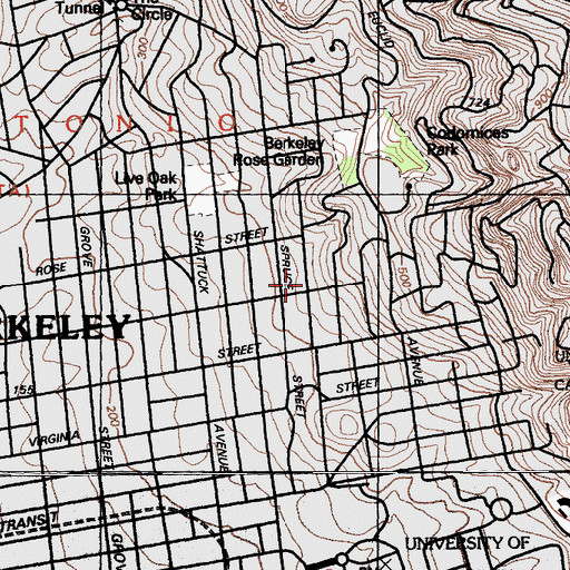 Topographic Map of Beth-El Congregation Temple, CA