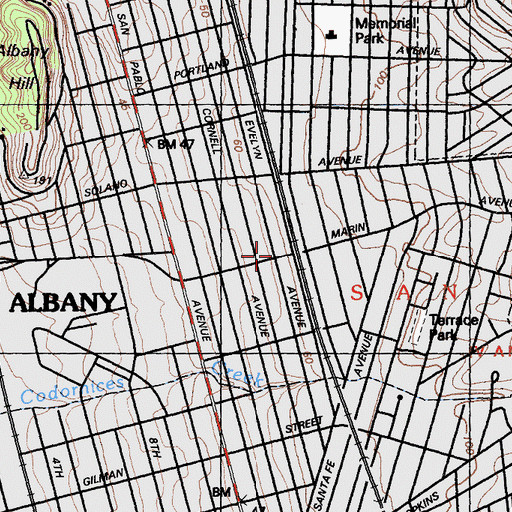 Topographic Map of Albany Hospital (historical), CA