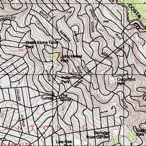 Topographic Map of Grotto Rock Park, CA