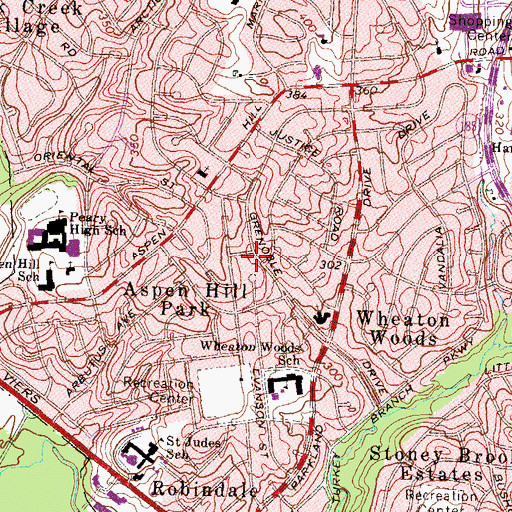 Topographic Map of Wheaton Volunteer Rescue Squad, MD