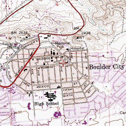 Topographic Map of Community College of Southern Nevada Boulder City Center, NV