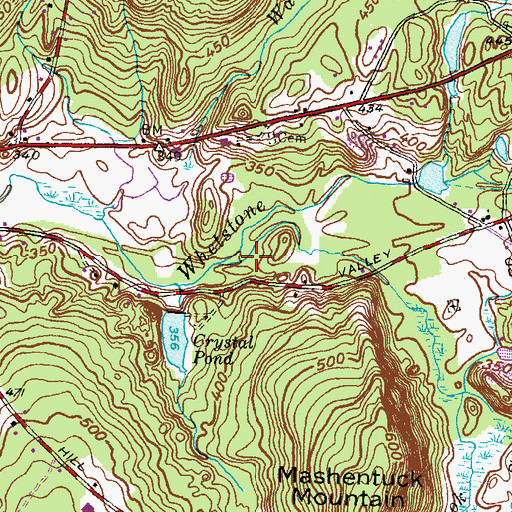 Topographic Map of Mashentuck Brook, CT