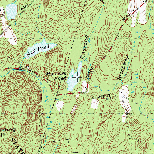 Topographic Map of Mathews Pond, CT