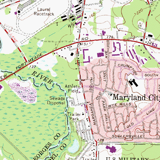 Topographic Map of Maryland City Free Methodist Church, MD