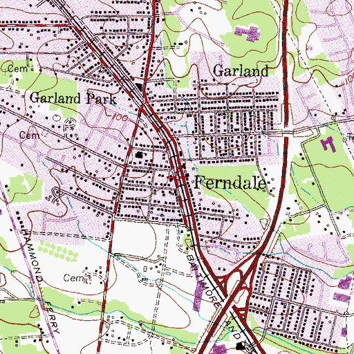 Topographic Map of Ferndale Volunteer Fire Company, MD