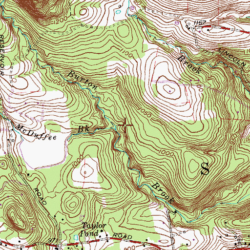 Topographic Map of McDuffee Brook, CT