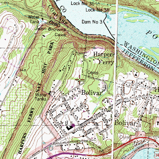 Topographic Map of Bolivar Christian Academy (historical), WV