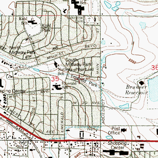 Topographic Map of Emerald Park, CO