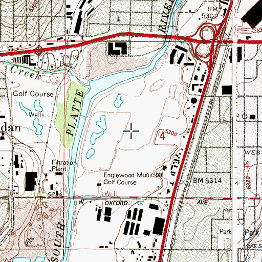 Topographic Map of Englewood Municipal Golf Course, CO
