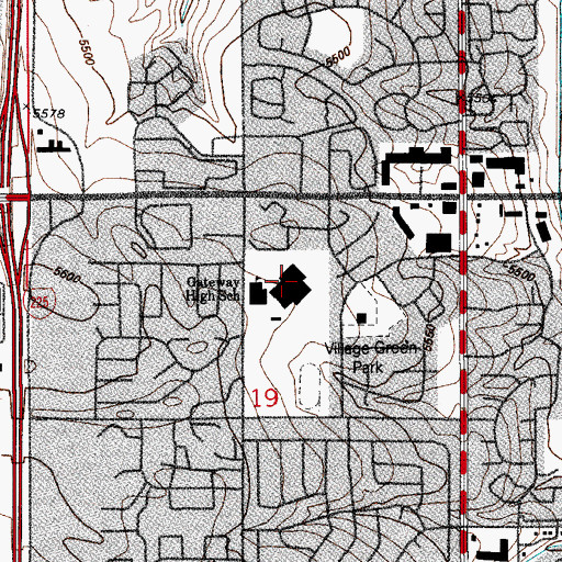 Topographic Map of Gateway High School, CO